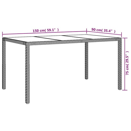Bexter Glass Top Garden Dining Table Rectangular In Grey_5