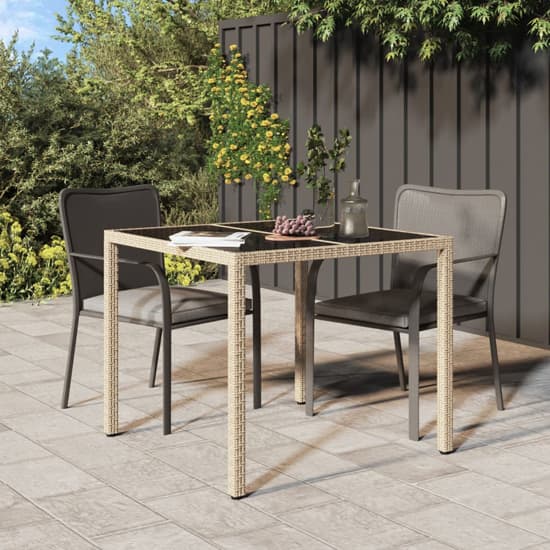 Bexter Glass Top Garden Dining Table Square In Beige_4