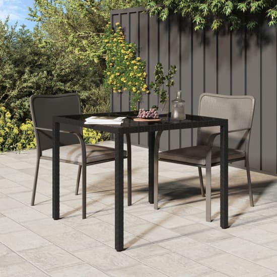 Bexter Glass Top Garden Dining Table Square In Black_4