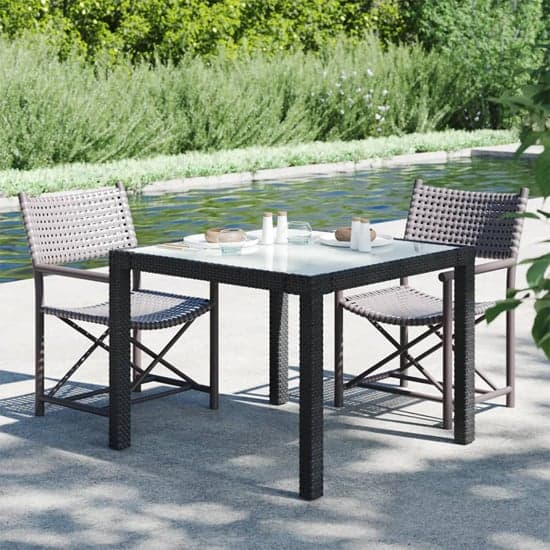 Bexter Glass Top Garden Dining Table Square In Black And White_3