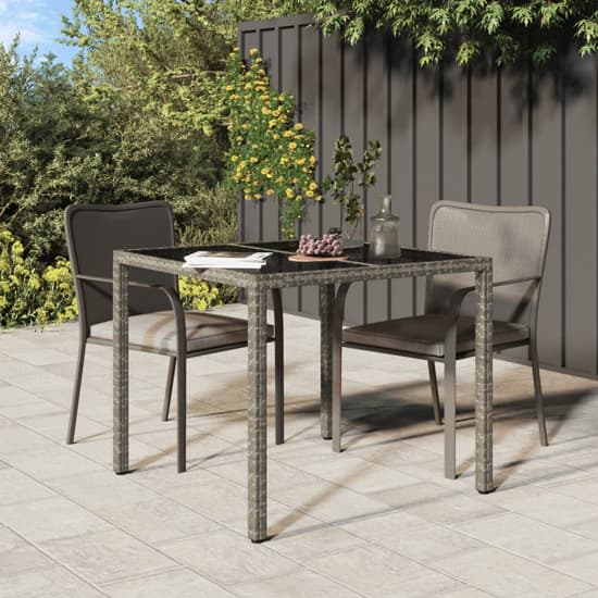 Bexter Glass Top Garden Dining Table Square In Grey_4