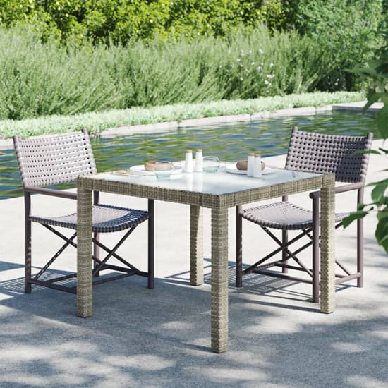 Bexter Glass Top Garden Dining Table Square In Grey And White_3