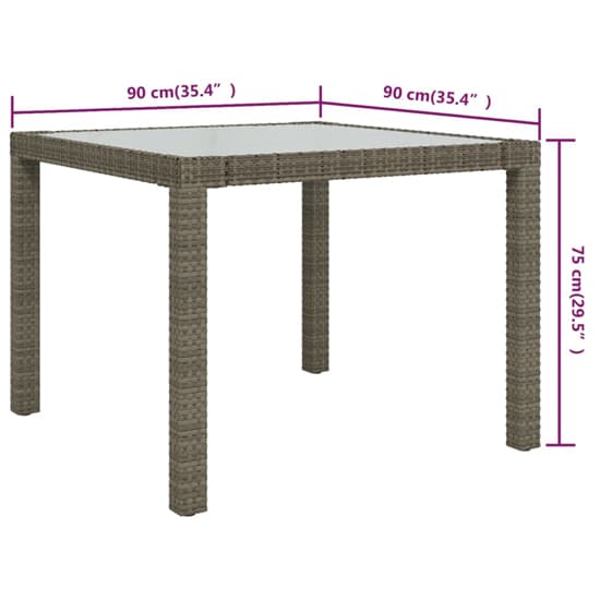 Bexter Glass Top Garden Dining Table Square In Grey And White_4