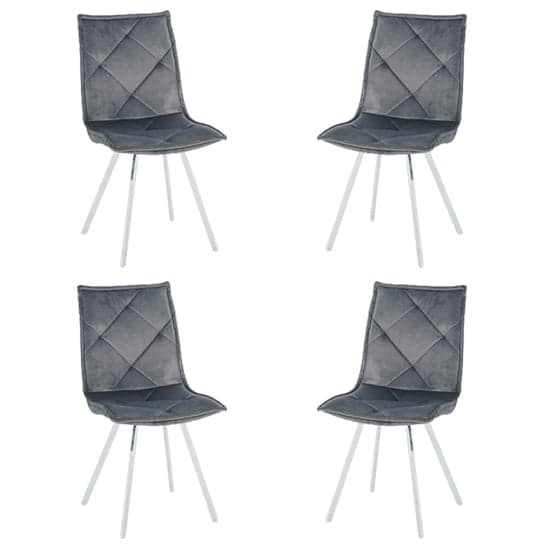 Beyya Set Of 4 Velvet Fabric Dining Chairs In Dark Grey_1