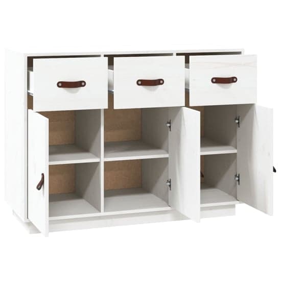 Beyza Pinewood Sideboard With 3 Doors 3 Drawers In White_4