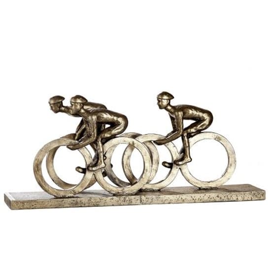 Bicyclist Polyresin Sculpture In Antique Brown_2