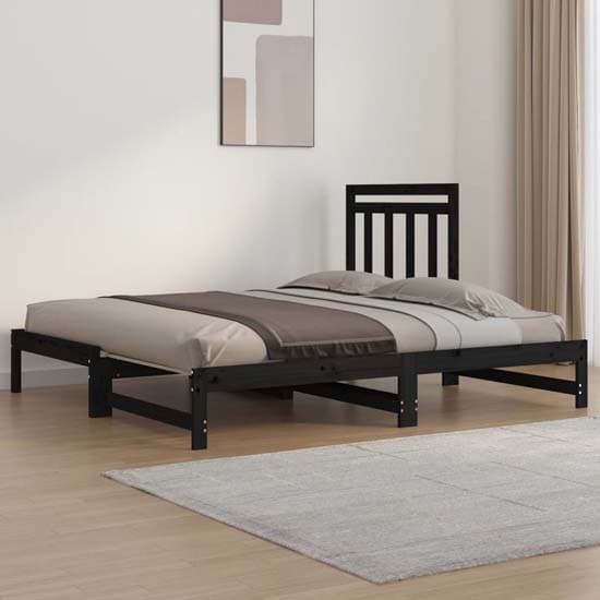 Biella Solid Pine Wood Pull-Out Day Bed In Black_2