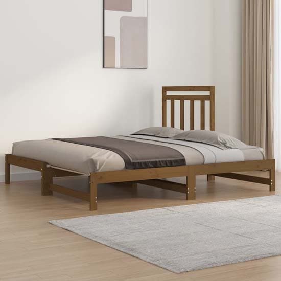Biella Solid Pine Wood Pull-Out Day Bed In Honey Brown_2