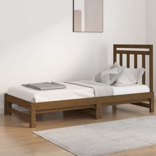 Biella Solid Pine Wood Pull-Out Day Bed In Honey Brown_1