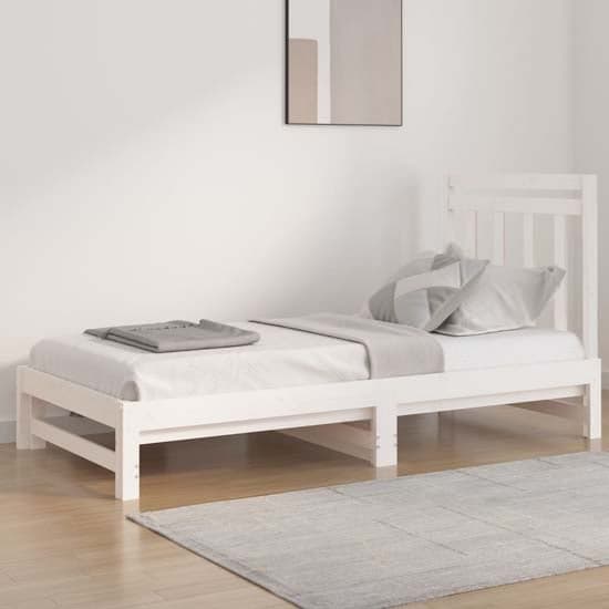 Biella Solid Pine Wood Pull-Out Day Bed In White_1