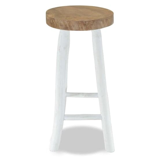 Billie Outdoor Round Wooden Bar Stool In White And Brown_2