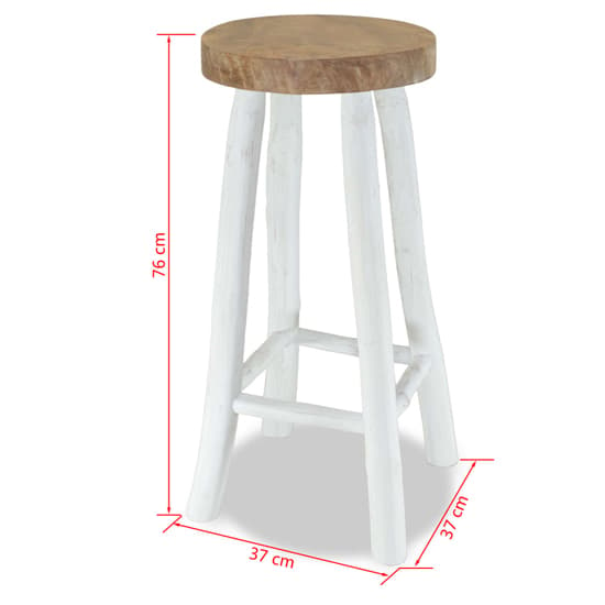 Billie Outdoor Round Wooden Bar Stool In White And Brown_3