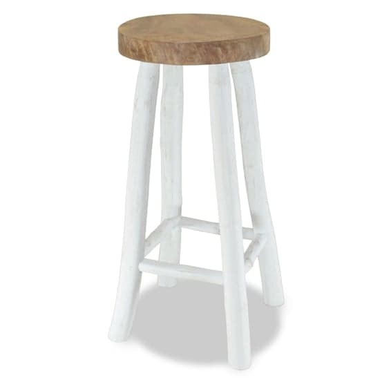 Billie Outdoor Round Wooden Bar Stool In White And Brown_1