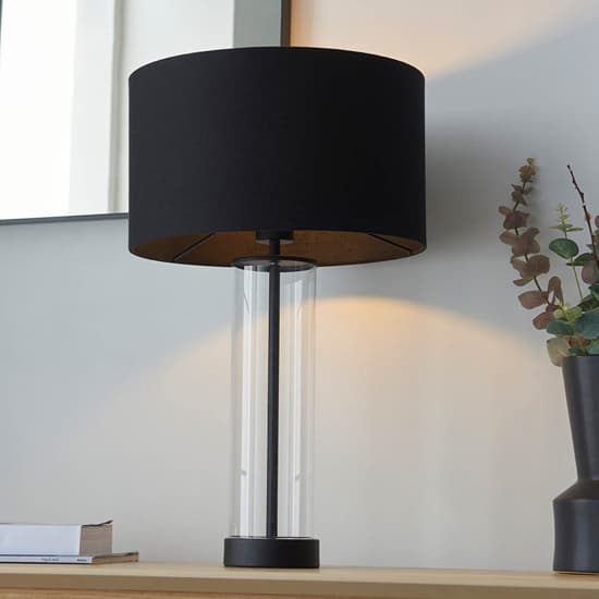 Biloxi Black Drum Shade Touch Table Lamp In Matt Black_3