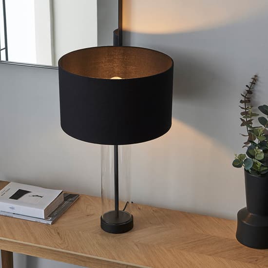 Biloxi Black Drum Shade Touch Table Lamp In Matt Black_4