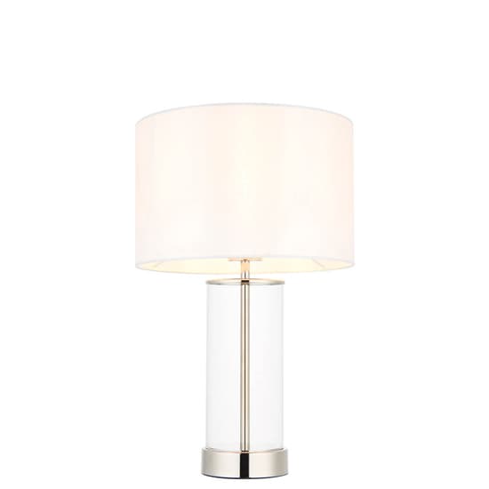 Biloxi Small White Drum Shade Touch Table Lamp In Bright Nickel_7