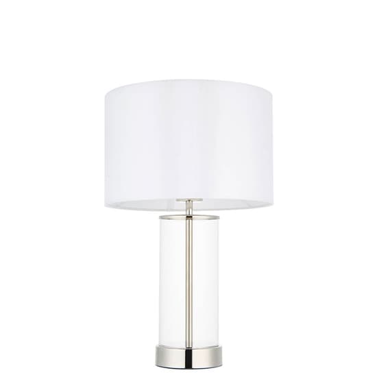 Biloxi Small White Drum Shade Touch Table Lamp In Bright Nickel_8