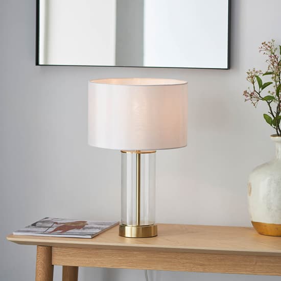 Biloxi Small White Drum Shade Touch Table Lamp In Satin Brass_2