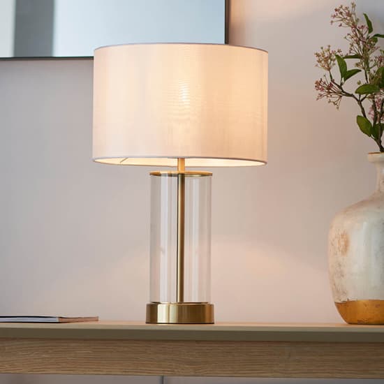 Biloxi Small White Drum Shade Touch Table Lamp In Satin Brass_3