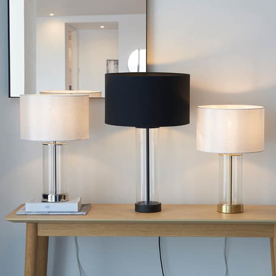Biloxi Small White Drum Shade Touch Table Lamp In Satin Brass_6