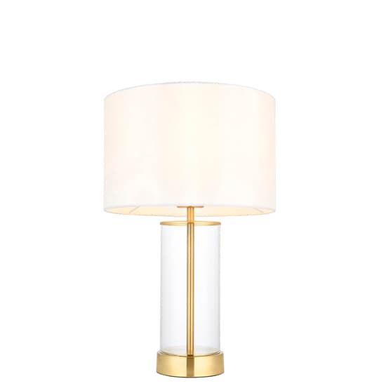 Biloxi Small White Drum Shade Touch Table Lamp In Satin Brass_7