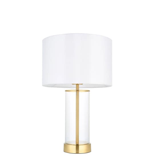 Biloxi Small White Drum Shade Touch Table Lamp In Satin Brass_8