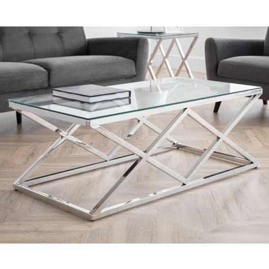 Balesego Clear Glass Top Coffee Table With Chrome Base_1
