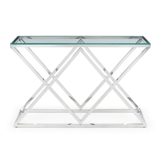 Balesego Clear Glass Top Console Table With Chrome Base_2