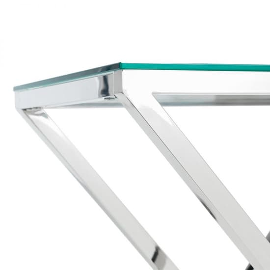 Balesego Clear Glass Top Console Table With Chrome Base_3