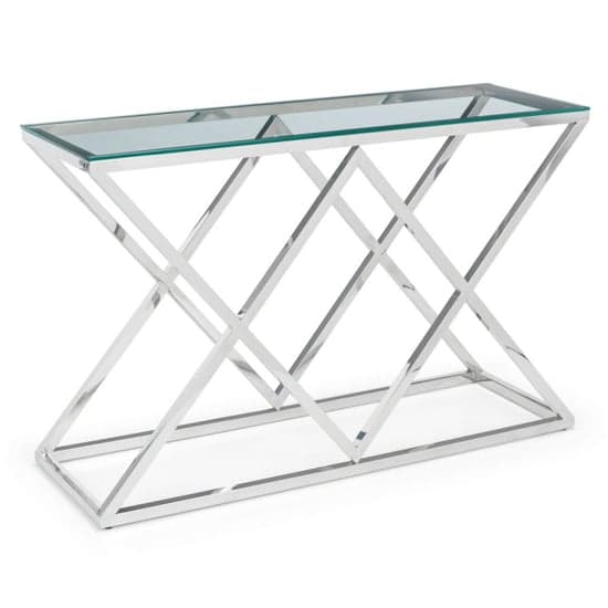Balesego Clear Glass Top Console Table With Chrome Base_1