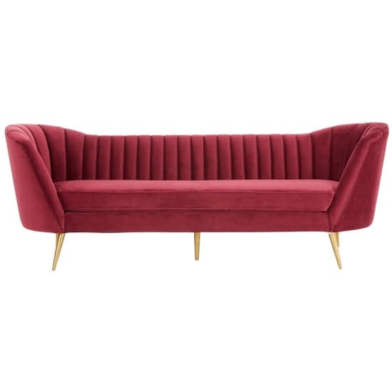 Binkai Upholstered Velvet 3 Seater Sofa In Wine_2