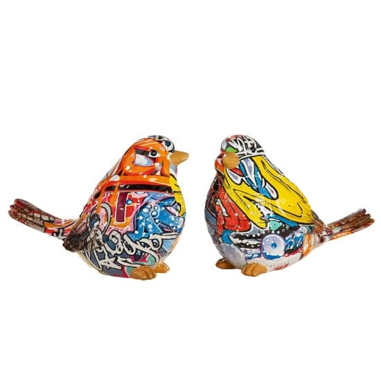 Bird Pop Art Poly Set Of 2 Design Sculpture In Multicolour_2