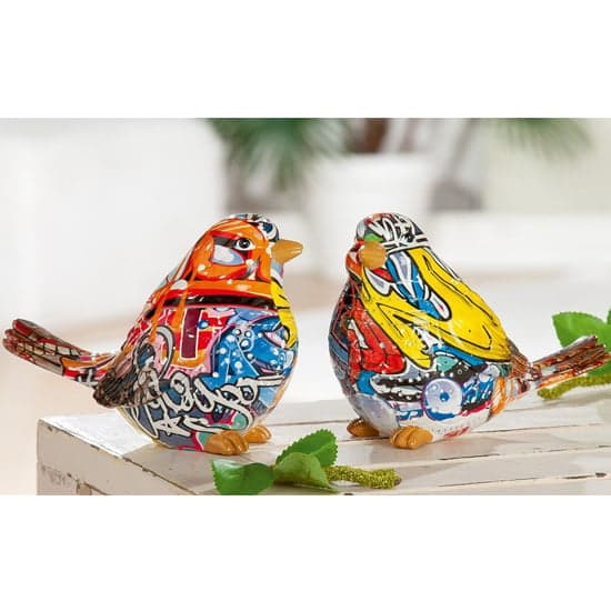 Bird Pop Art Poly Set Of 2 Design Sculpture In Multicolour_1