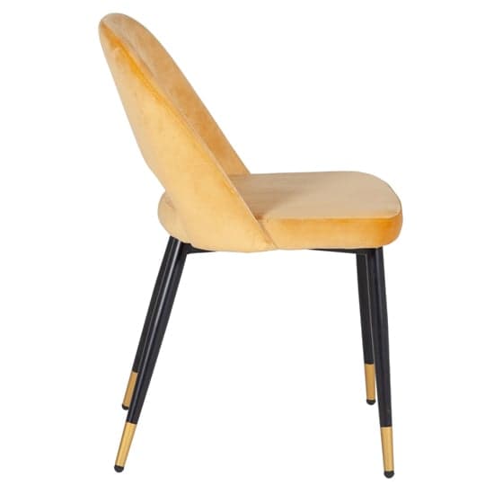 Biretta Mustard Velvet Dining Chairs With Metal Frame In Pair_2