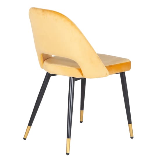 Biretta Mustard Velvet Dining Chairs With Metal Frame In Pair_3