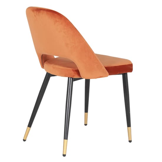 Biretta Rust Velvet Dining Chairs With Metal Frame In Pair_3
