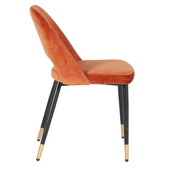 Biretta Velvet Dining Chair With Metal Frame In Rust_2