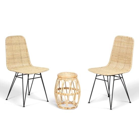 Bissau Rattan Bistro Set In Natural With 2 Puqi Natural Dining Chairs_2