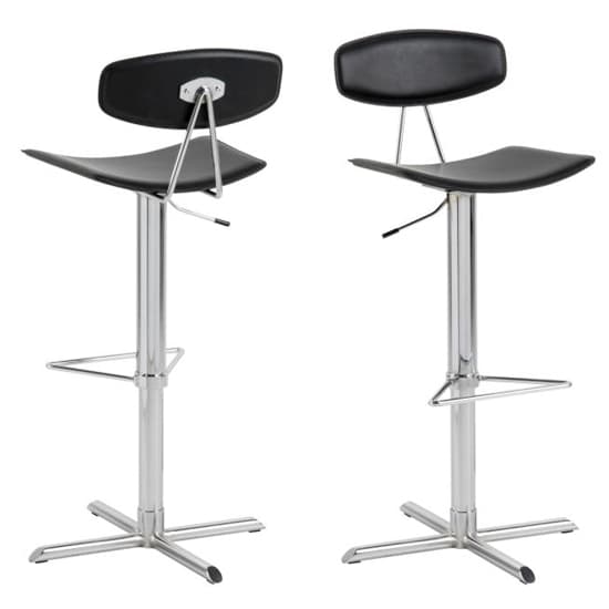 Blaike Walnut Faux Leather GasLift Bar Stools In Pair Furniture in