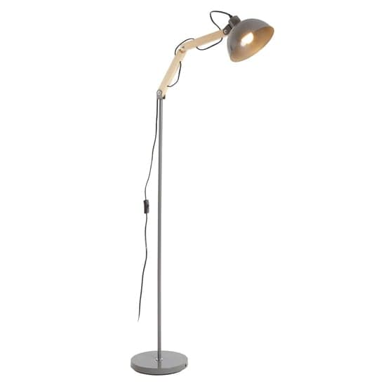 Blairon Grey Metal Floor Lamp With Adjustable Wooden Arm_3