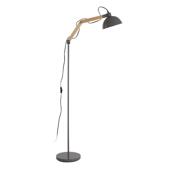 Blairon Grey Metal Floor Lamp With Adjustable Wooden Arm_1