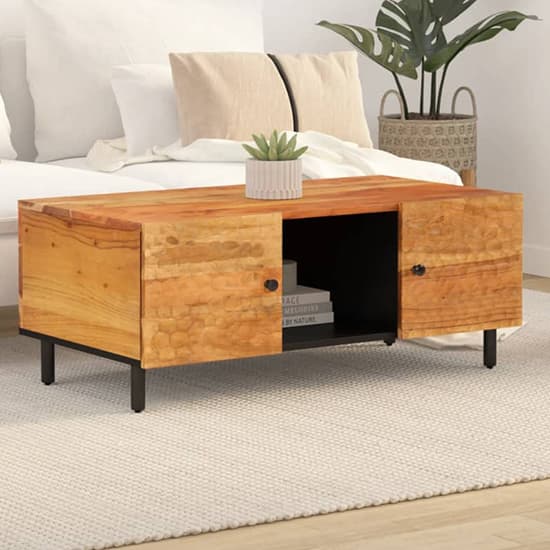 Blanes Acacia Wood Coffee Table With 2 Doors In Natural_1