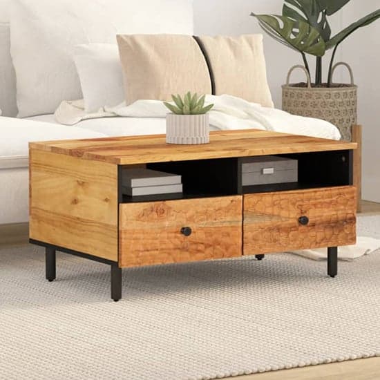 Blanes Acacia Wood Coffee Table With 2 Drawers In Natural_1