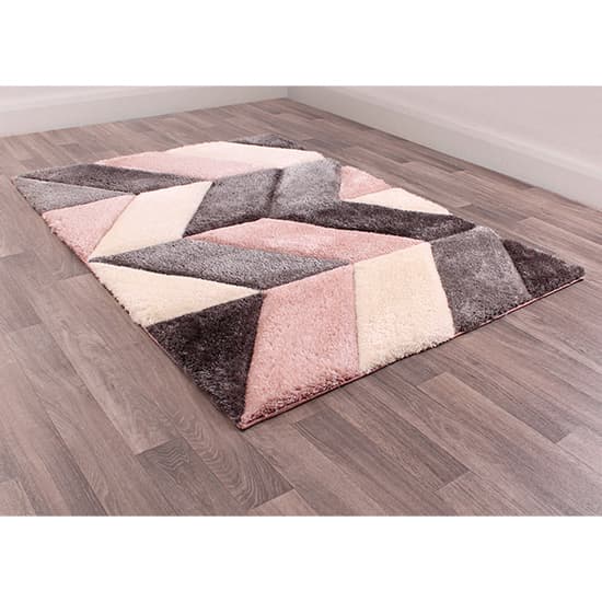 Blazon Polyester 120x170cm 3D Carved Rug In Blush_6