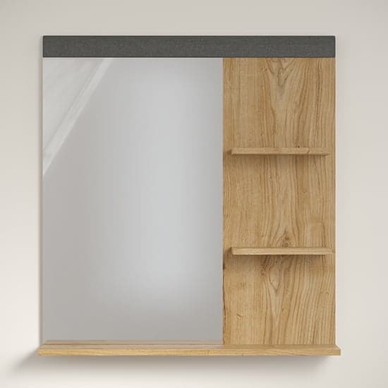 Blitar Wooden Hallway Wall Mirror With Shelves In Navarra Oak_2