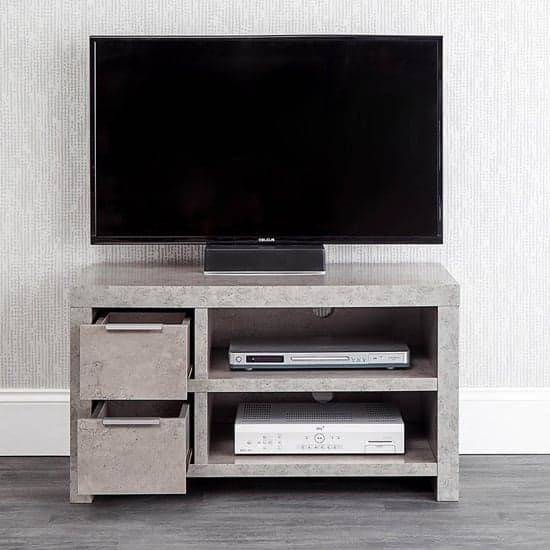 Baginton Wooden 2 Drawers TV Stand In Concrete Effect_2