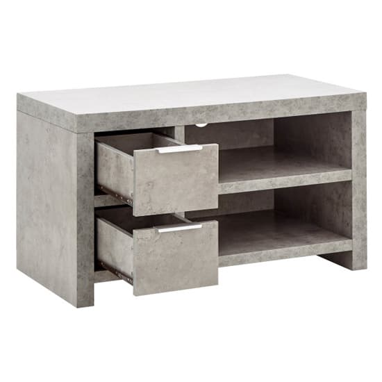 Baginton Wooden 2 Drawers TV Stand In Concrete Effect_7