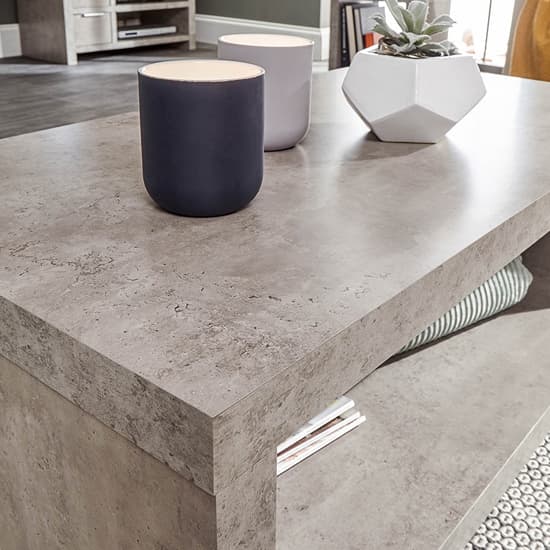 Baginton Wooden Coffee Table With Undershelf In Concrete Effect_4