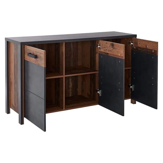 Blois Wooden Sideboard With 3 Doors In Matera Oak And LED_2