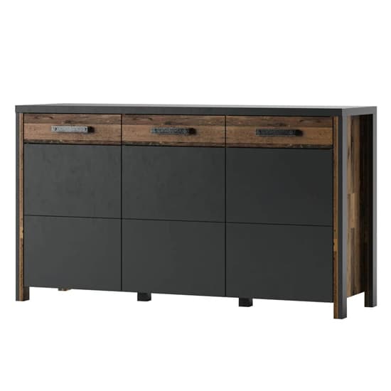 Blois Wooden Sideboard With 3 Doors In Matera Oak And LED_1